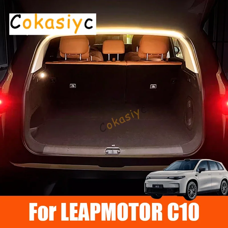 For Leapmotor C10 2024 2025 Car Rear Trunk LED Light Bar Strip Trunk Interior Brightening Decorative Lamp Strip Automatic Light