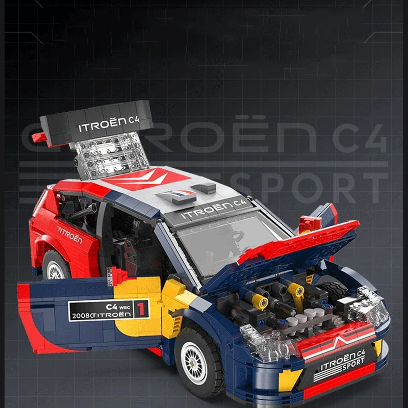 Bloc de construction de voiture de Sport technique, échelle 1:12, 2008 C4 France WRC Racing Radio 2.4ghz, véhicule télécommandé, brique, jouets RC