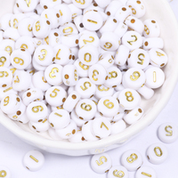 100/500pcs 7mm Gloden Digital Beads 0-9 Number Loose Acrylic Spacer Beads For Diy Jewelry Making Fashion Bracelet Necklace Craft