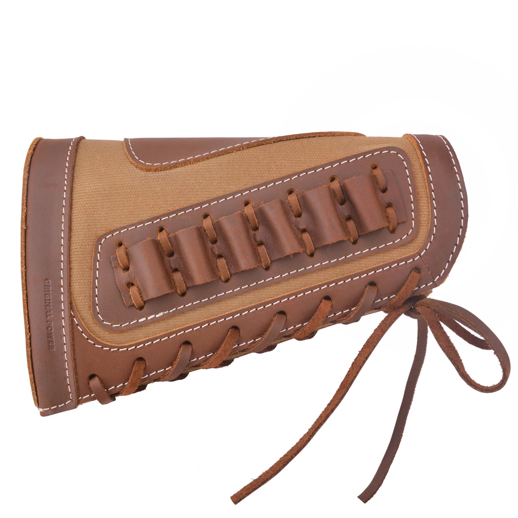 Vntage Leather Canvas Rifle Buttstock Gun Cartridge Ammo Holder Canvas Ammo Carrier Pouch For .308 .30-06 .45-70 .40-65 5