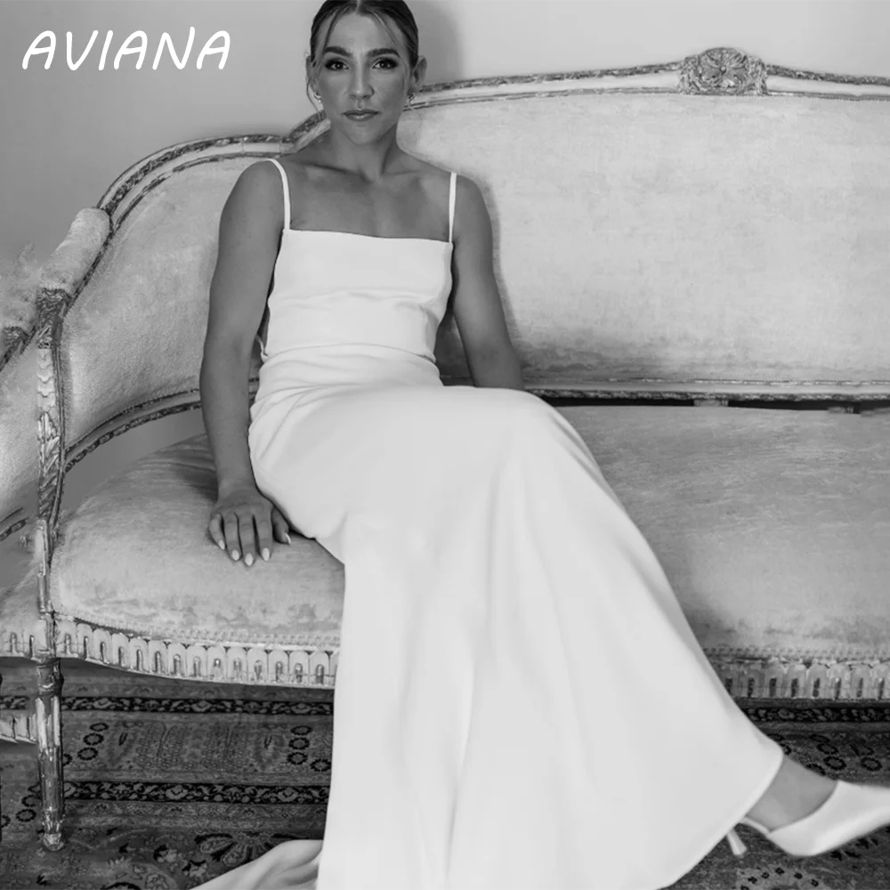 Aviana Square Neck Spaghetti Straps Wedding Dress For Women 2023 Sleeveless Backless Simple Mermaid Bridal Gown Vestido De Noiva