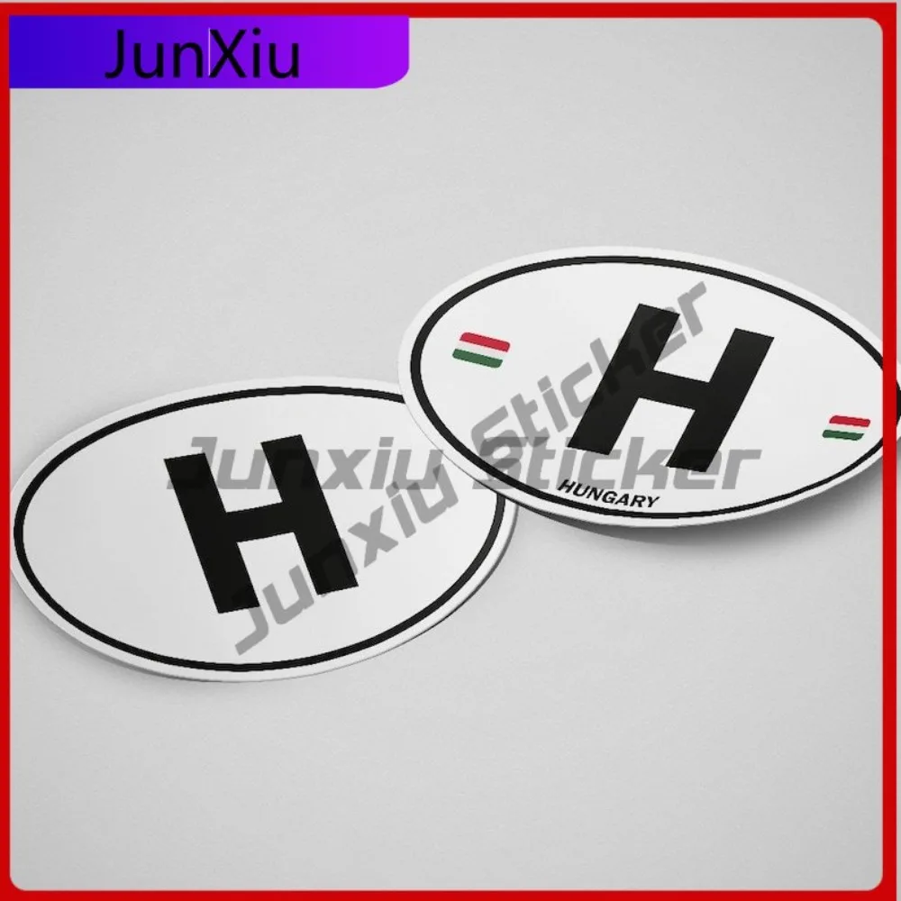 Hungary Flag Sticker Oval-shaped White and Black Country Unique Motocross Mobile Phones Waterproof Scratch Proof Auto
