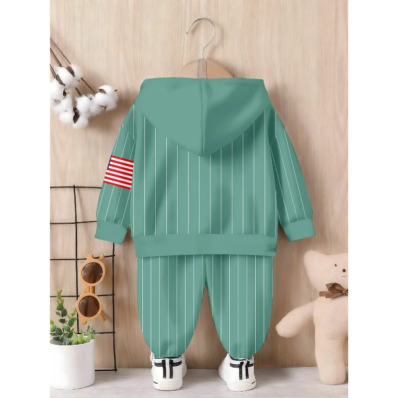 Kids Boys Hooded Sweatshirt Jogger Pants Set Tropical Animal Baseball Graphic Children Outfit Suitable for Outdoor Birthday Gift