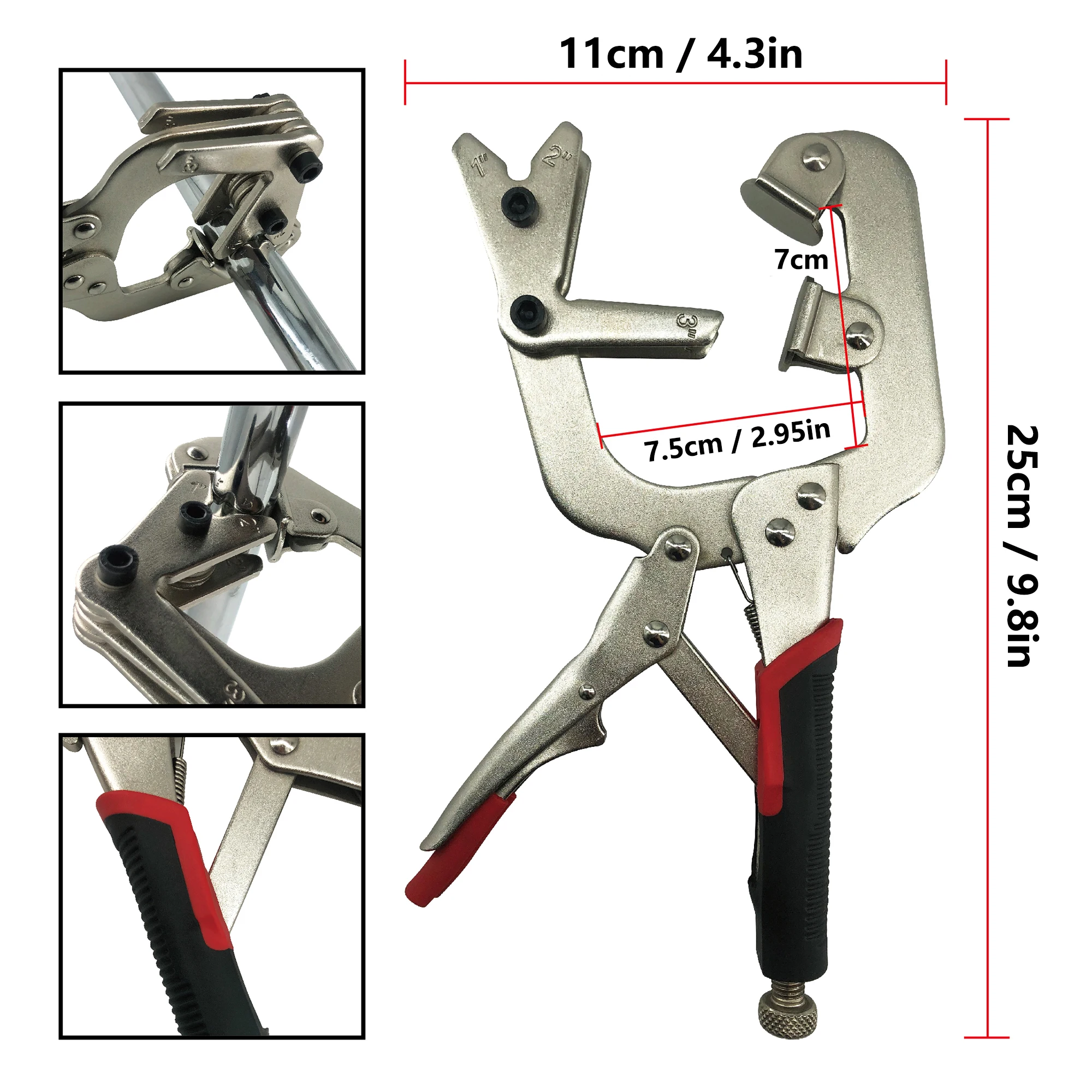 Penjepit Tang Pipa Las 10 Inci, Lepas Cepat, Pengunci Penjepit C dengan Bantalan V Besar, dengan Tang Pengunci Penjepit C Mini 5 Inci