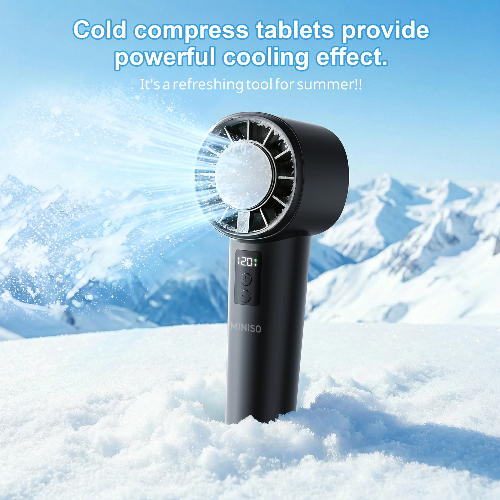 

MINISO Ice Cooling Handheld Fan 3s Rapid Ice Compress 3000mAh 120 Stepless Speed Fast Charging Smart Display Portable Mini Fan
