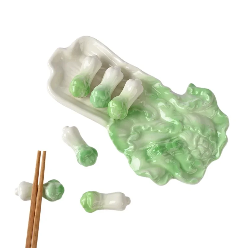 

*Ceramic Cabbage Chopstick Rack Set, Creative Chopstick Holder Desktop Ornament, Small Holder For Chopsticks