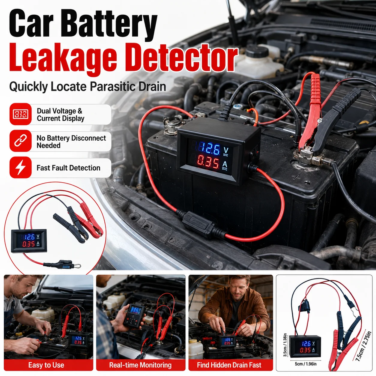 Car leakage detection tool, vehicle battery leakage detector, dark current detection tool, quickly locates car leakage faults