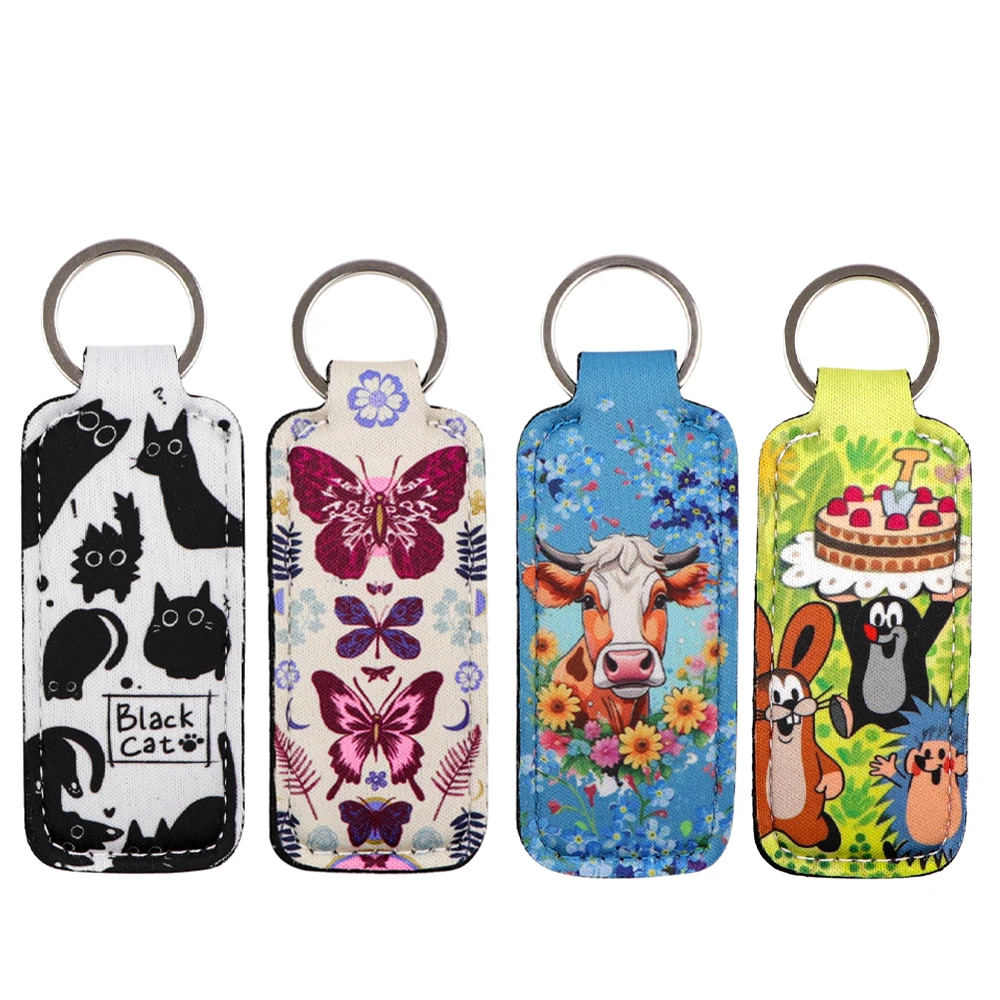 Porte-clés de dessin animé d'animaux mignons pour femmes, porte-clés chapstick, baume Jules, couverture, manche de rouge à lèvres, sac à dos, cadeau ouvertement, taupe, 1PC