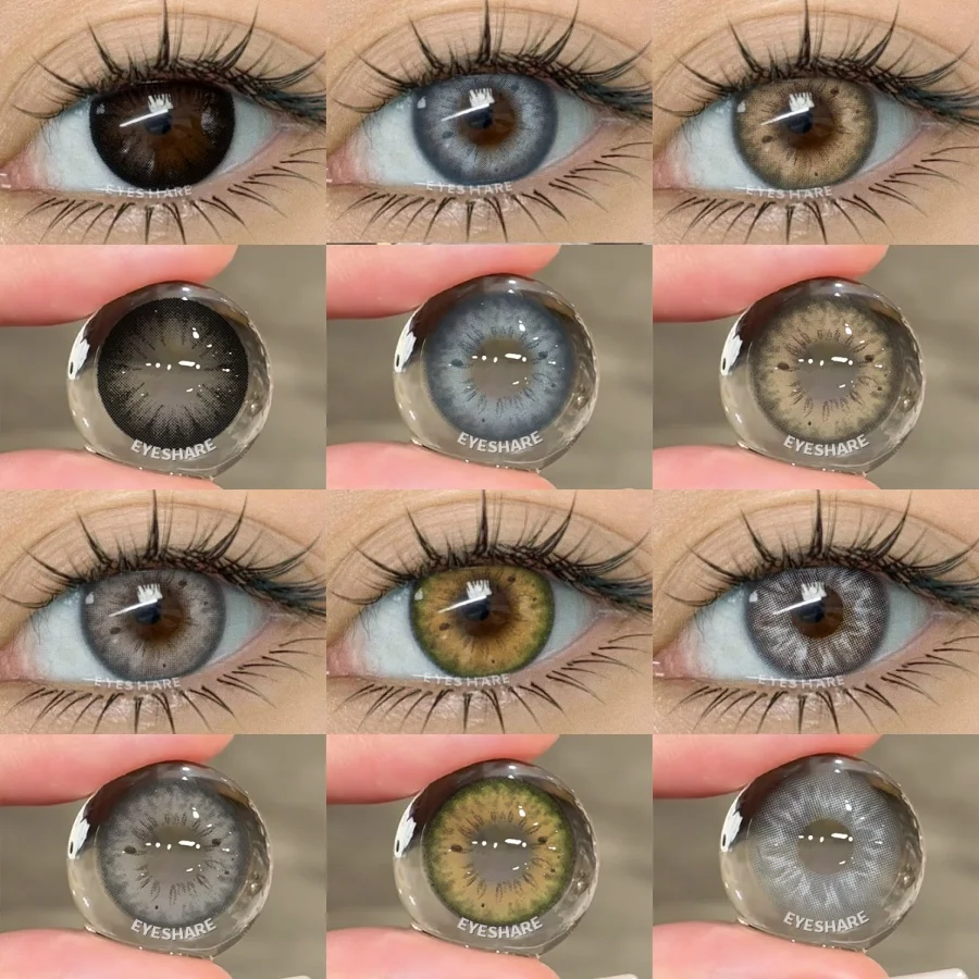 EYESHARE 1 Paar Farbige Kontaktlinsen für Augen Farbige Augenlinsen Blaue Augenlinsen Braune Linsen Graue Pupillenlinsen Jährlich Verwendbare Grüne Kontaktlinsen