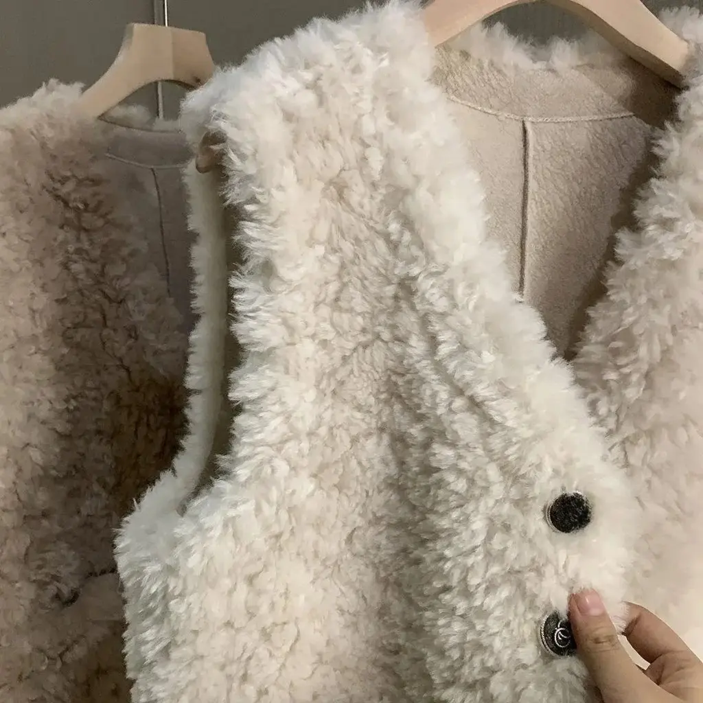 

Women's Lamb Wool Vest Western-style Outer Wear Autumn Winter Thickened Horse Clip Net Red Fur One All-match Jacket
