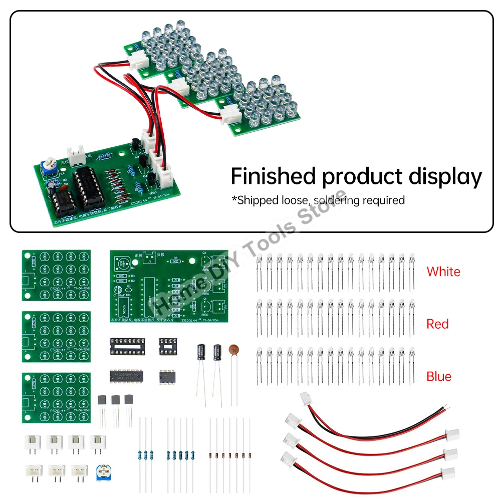 CD4017 + NE555 Flash Light Explosion-flashing LED Suite Self DIY Learning Electronic Kit Strobe Module Production Design