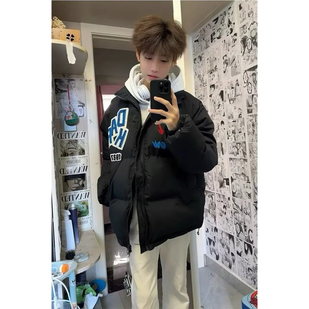 

Пуховик Thiened с вышивкой для пар, осенне-зимняя теплая хлопковая верхняя одежда большого размера, уличная модная универсальная одежда