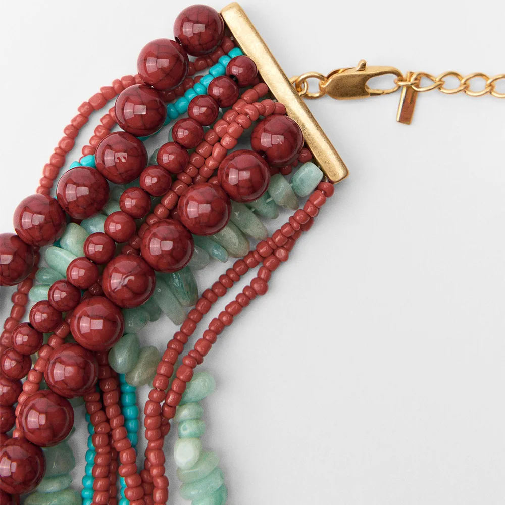 Vedawas Stone Bead Multilayer Necklace,Bohemian Handmade Banquet Party Women Accessories,Gifts for Lover and Friends
