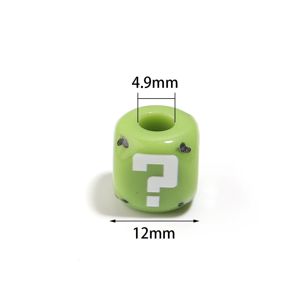 10pcs 12mm Square Acrylic Beads Colorful Question Exclamation Mark Loose Spacer Beads For Jewelry Making DIY Bracelet Keychain image 2