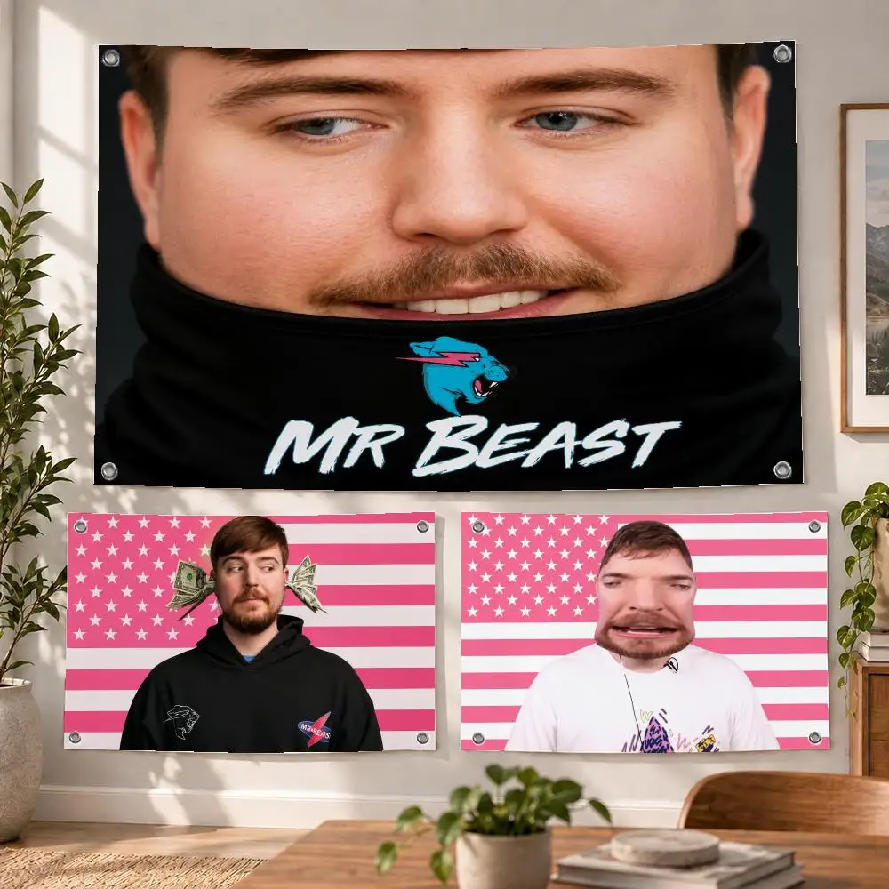Creator Internet MrBeast Flags Decorative Flag Banner Indoor Bedroom Dorm Gaming Room Wall Party Club Decor Fan Gift