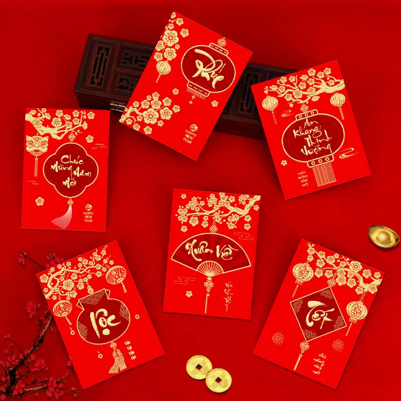 6 pçs curto ano do cobra festival de primavera envelope vermelho presente envelopes de dinheiro chinês 2025 papel fengshui hongbao bolsos