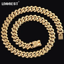 Hip Hop Gold Plated Cuban Chain Necklace Men Women 14MM Chunky Rhombus Rapper Necklace Hiphop Jewelry Wholesale