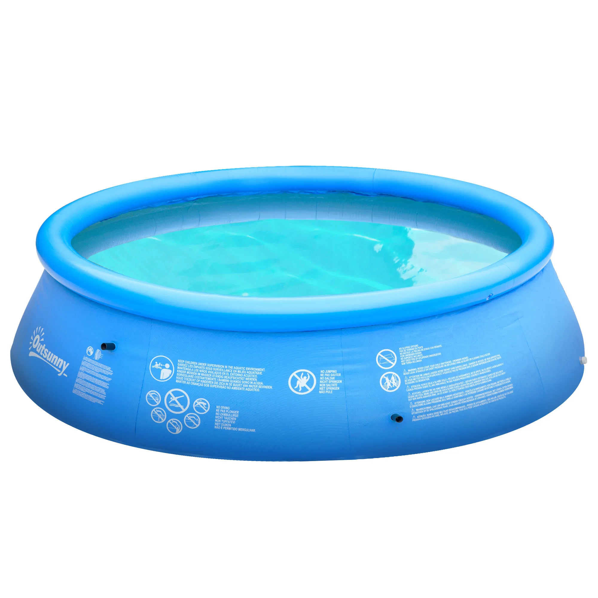 Outsunny round inflatable pool 4.000 litres Ø 274x76cm for 3-4 people family inflatable pool with blue hand inflator