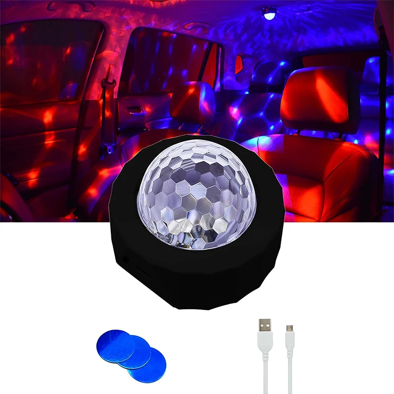 Car Interior DJ Ball Light with Sound Activated Function Portable Stage DJ Lamp Party Lights Rechargeable LED Party Strobe