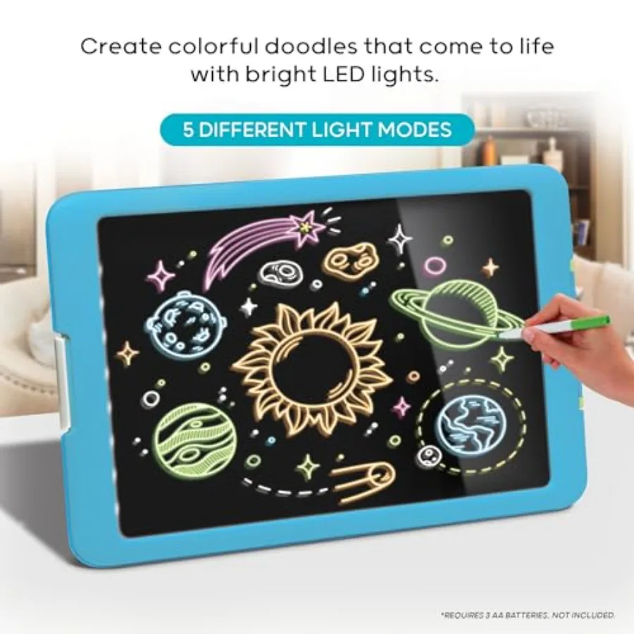 حامل رسم متوهج نيون محمول مع 6 أقلام تحديد ألوان ومسند مدمج للتركيب على الحائط و5 أوضاع إضاءة للفن الإبداعي