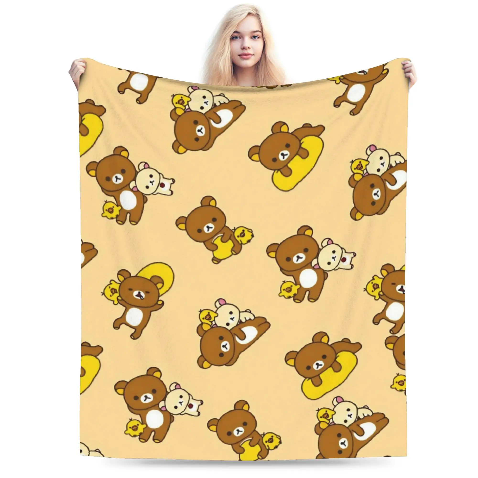 R-Rilakkumas Cartoo Blanket Ultra Soft  Throw Blankets for Couch 50x60 Inch Multiple Sizes Quilt