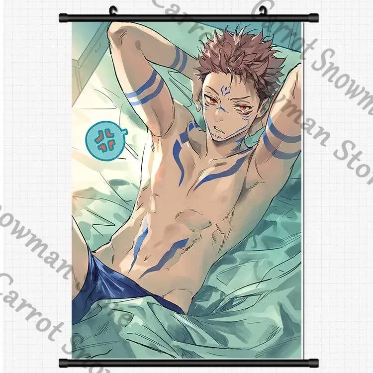 애니메이션 Jujutsu Kaisen Satoru Gojo 벽 배경 교수형 포스터 천 플래 카드 Cospaly 만화 공지 섬유 취재