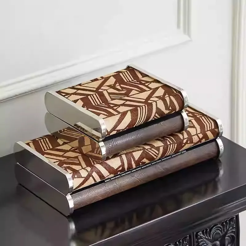 

Retro Jewelry Box Luxury Jewelry Organizer Boxes Ring Earrings Necklaces Jewelry Case Horsehair Containers Jewellery Display Box