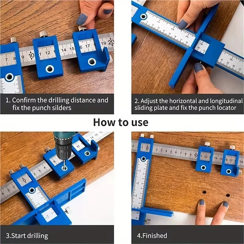 

Handle Hole Guide Positioning Aid Drill Hole Precise Positioning Ruler Fixture Woodworker's Hole Positioning Scale