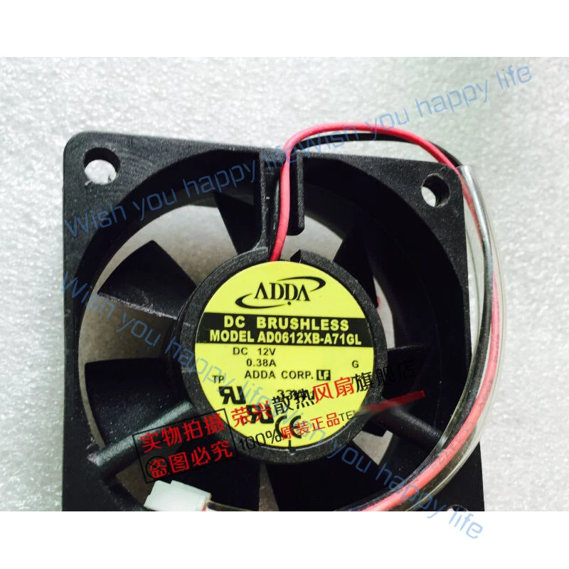 L... for ADDA AD0612XB-A71GL 6025 12V 0.38A 2-wire double ball small chassis fan