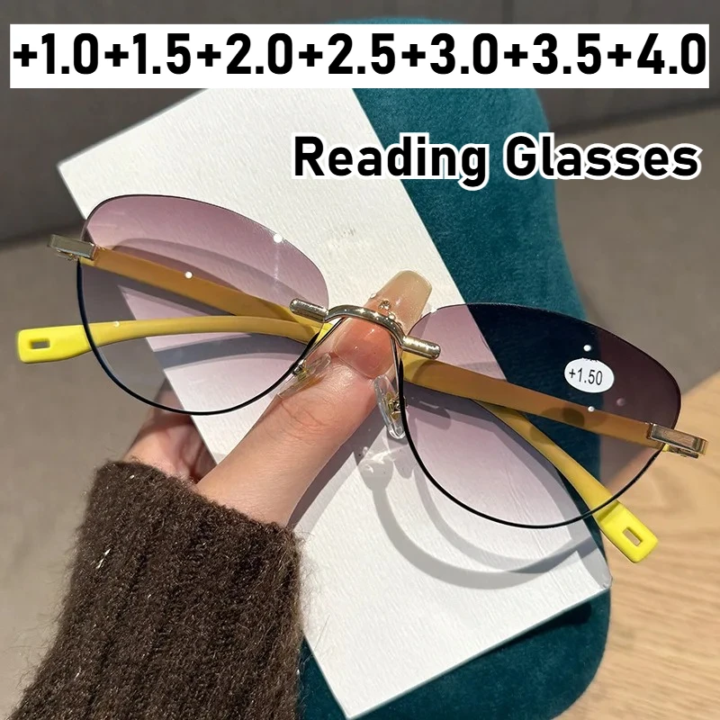 

Men Women Fashion New Cat Eye Reading Glasses Stylish Luxury High Definition Blue Light Blocking Farsightedness Glasses