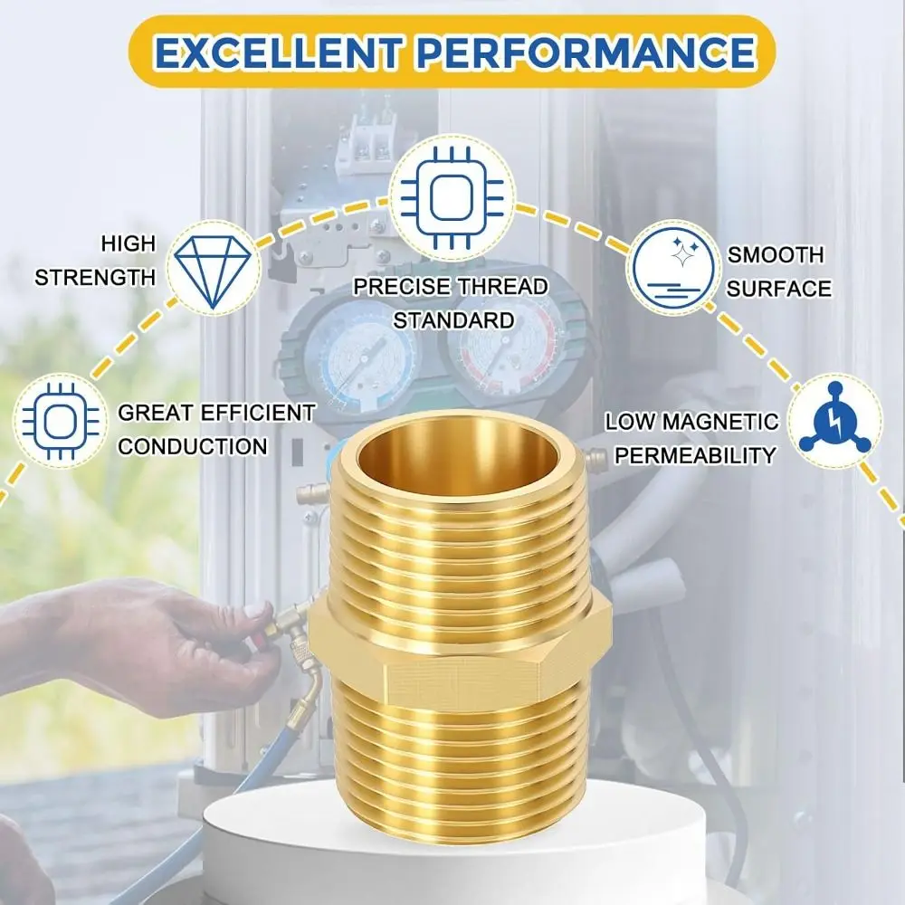 Durable Brass Brass Nipple 1/8'' 1/4'' 3/8'' 1/2'' 3/4'' 1'' Hex Pipe Fitting NPT Male Thread Pipe Adapter