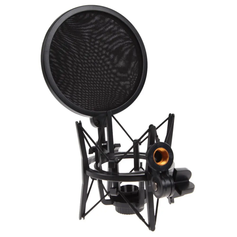 Professional Microphone Mic Shock Mount with Shield Articulating Head Holder Stand Bracket for Studio