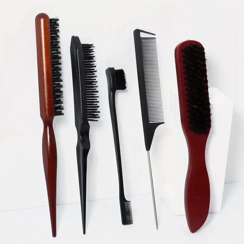5/4 Uds. Cepillos para el cabello lisos, cepillo de cerdas para el cabello, cepillo de Control de bordes, peine para burlas, cepillo para el