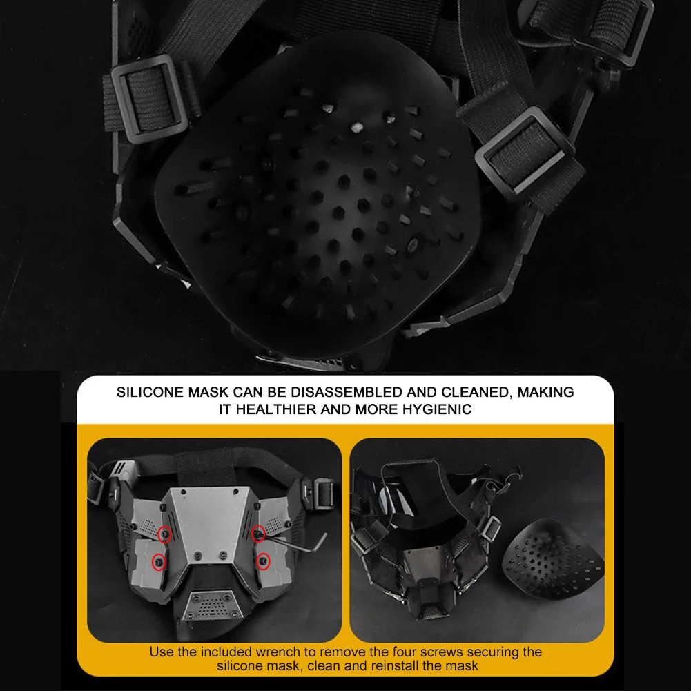 قناع وجه كامل قابل للتنفس Airsoft Paintball CS Wargame قناع رياضي قابل للإزالة مزدوج الجوانب مضاد للضباب معدات الحماية