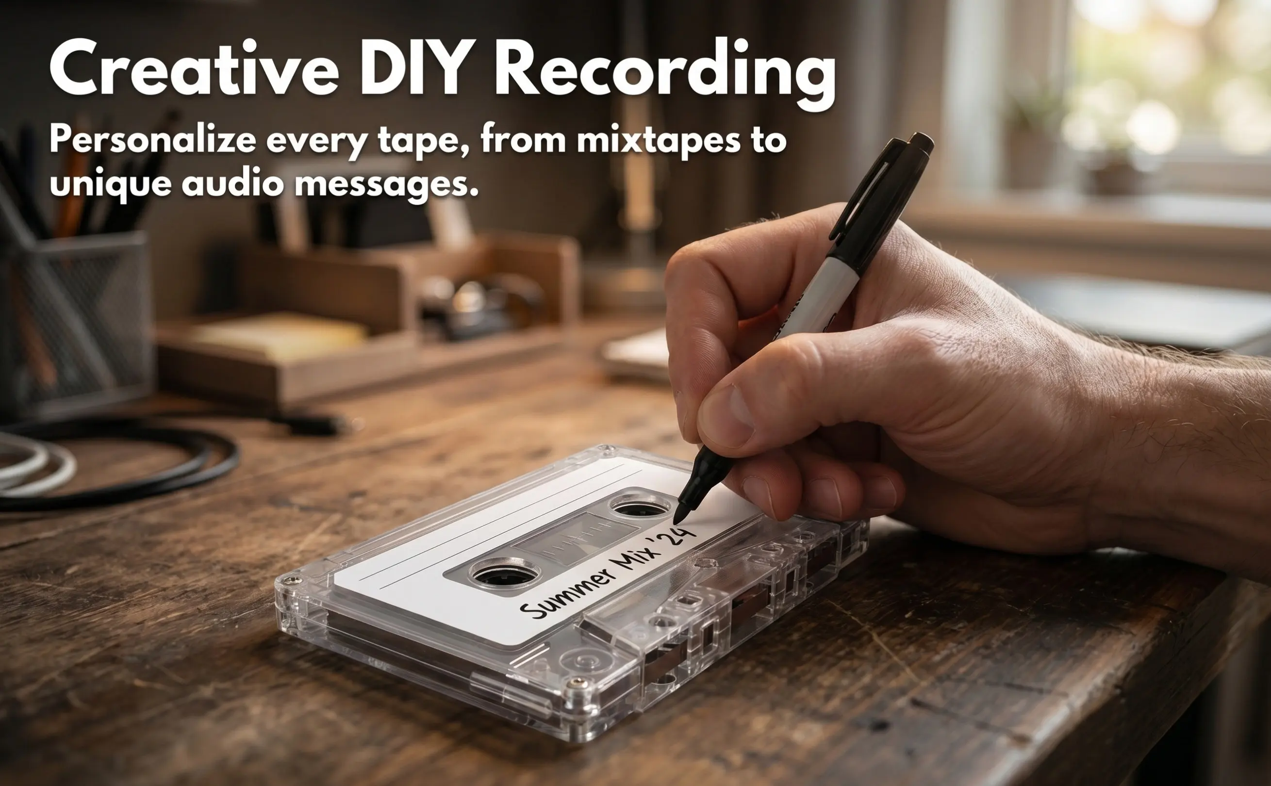 2Pcs Transparent Blank Cassette Tape 30 Minute Audio Recording Tape Vintage Style for DIY Voice Blessings Teaching Materials Low