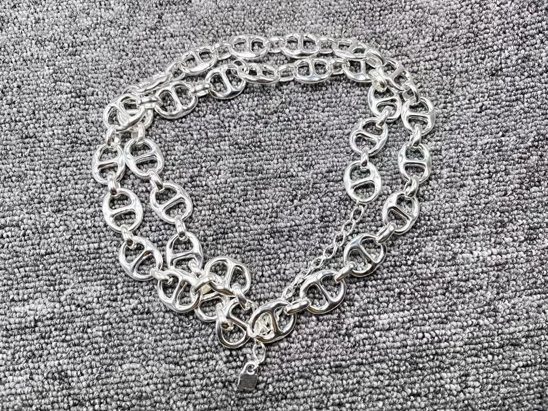 Luxury New 2023 High Quality Fashion Electroplated 925 Silver Color Chain Necklace Holiday Jewelry Gift