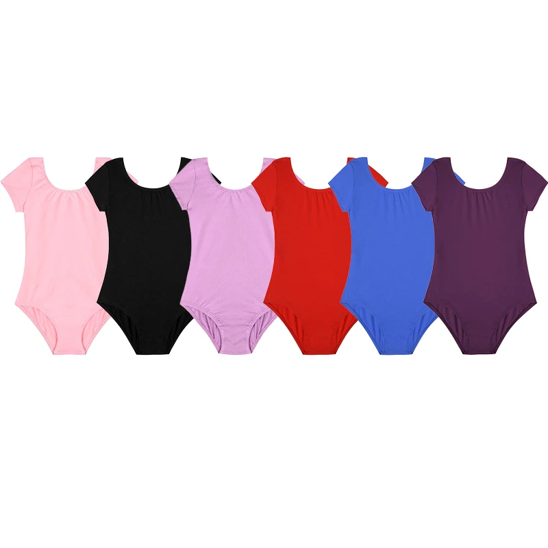 Girls' Classic Short Sleeve Ballet Leotard Kids Team Basic Dance Practice Clothes for Team Performance