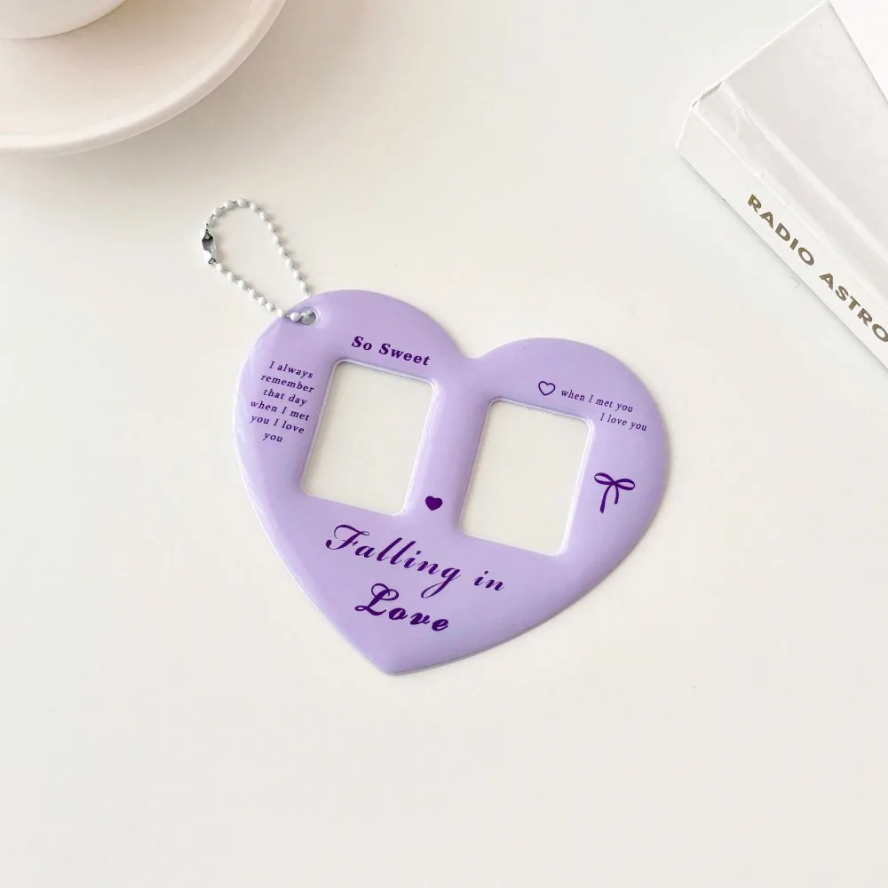 Card Cover Double Lattice Heart-shaped CP Card Cover Bag Hanging Certificate According To The Star Small Card Storage Key Chain