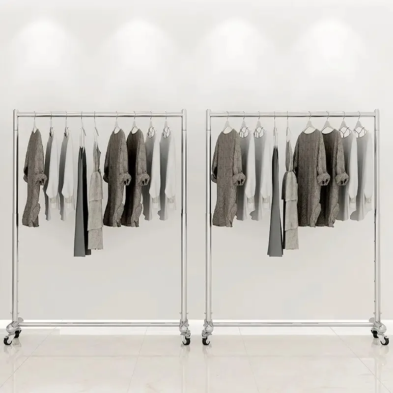 Adjustable Height Clothes Drying Rack Balcony Household Stall Floor Hanging Hanger Stainless Steel Thickened Lifting Coat Racks