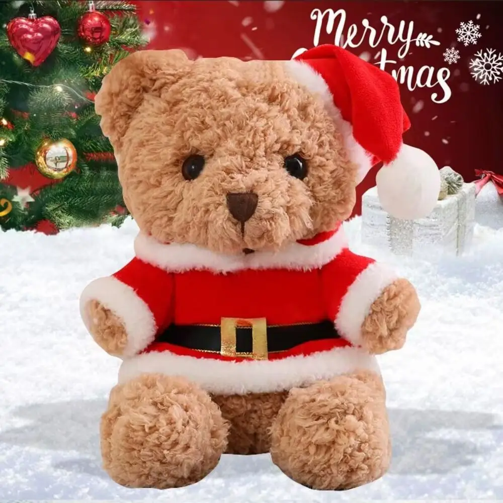 Lindo sombrero de Navidad oso de peluche de juguete vestir bufanda esponjosa oso Kawaii juguetes de peluche suave oso de dibujos animados muñeco de peluche suministros para fiestas