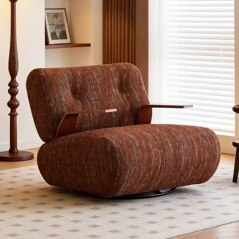 Medieval style, solid wood rotating sofa chair retro living room homestay home single backrest armchair