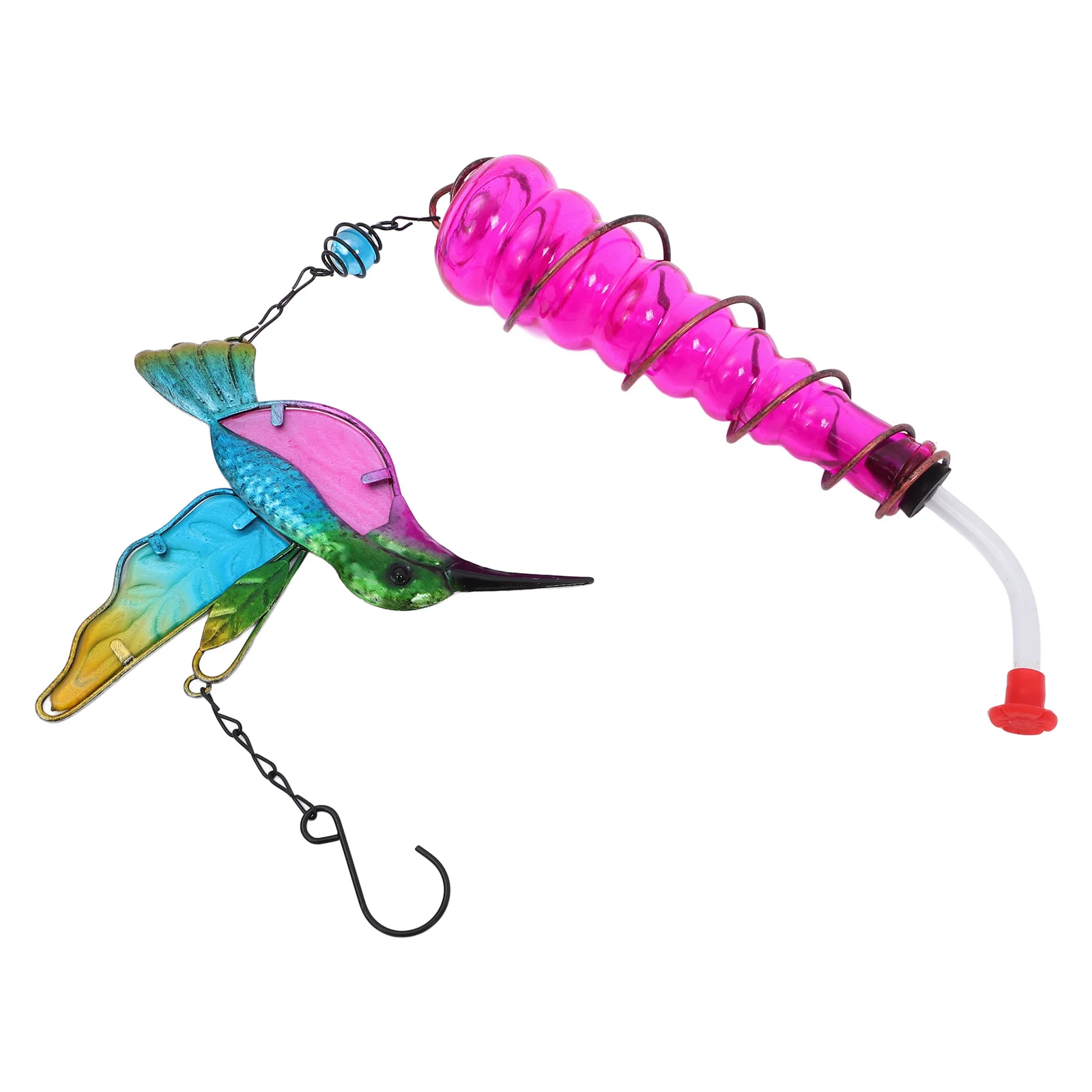 

Exquisite Glass Hummingbird Feeder Outdoor Hanging Bird Feeder Decorative Garden Patio Iron Crafted Vibrant Colors