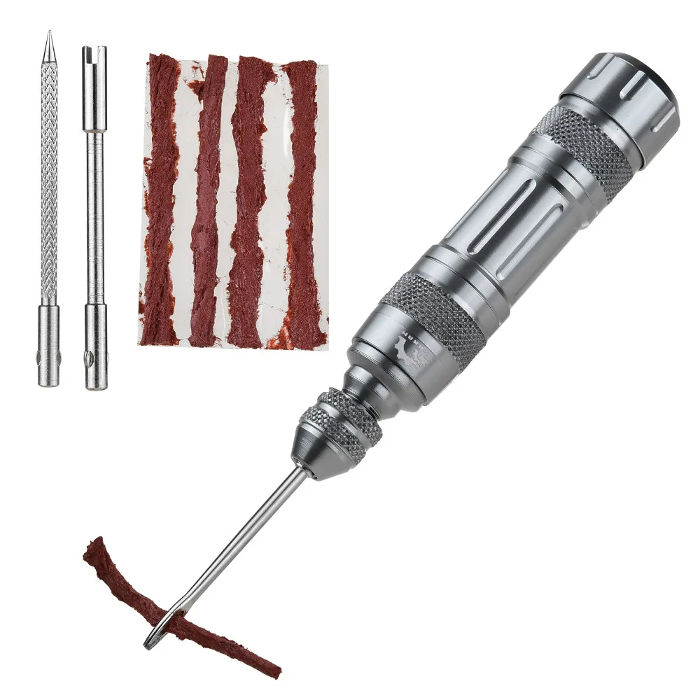 

Aluminium Alloy Tire Repair Kit with Rubber Strips 3 Types Drilling Bits Tire Patch Kit Bike Tire Repair Kit Cycling Trips