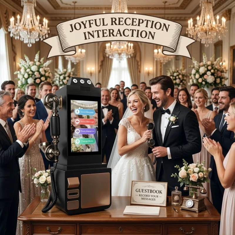Retro Wedding Video Message Recorder, Bluetooth & WiFi Supported, Smart Connection, Video & Photo Guest Book, 64G, Touch Screen