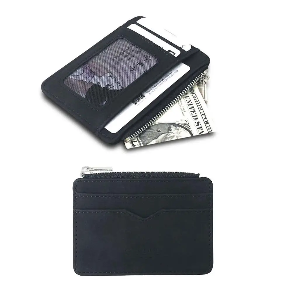 Frosted Fashion Gift for Dad Short Small Money Bag Leather Card Holder Wallet Money Clip Coin Purse