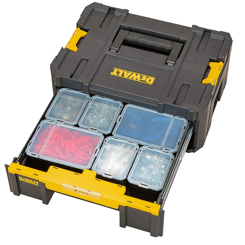 DEWALT DWST1-70705 T-STAK III Tool Storage Box with Drawer  Stackable Portable Hardware Accessories Case Removable Storage Totes