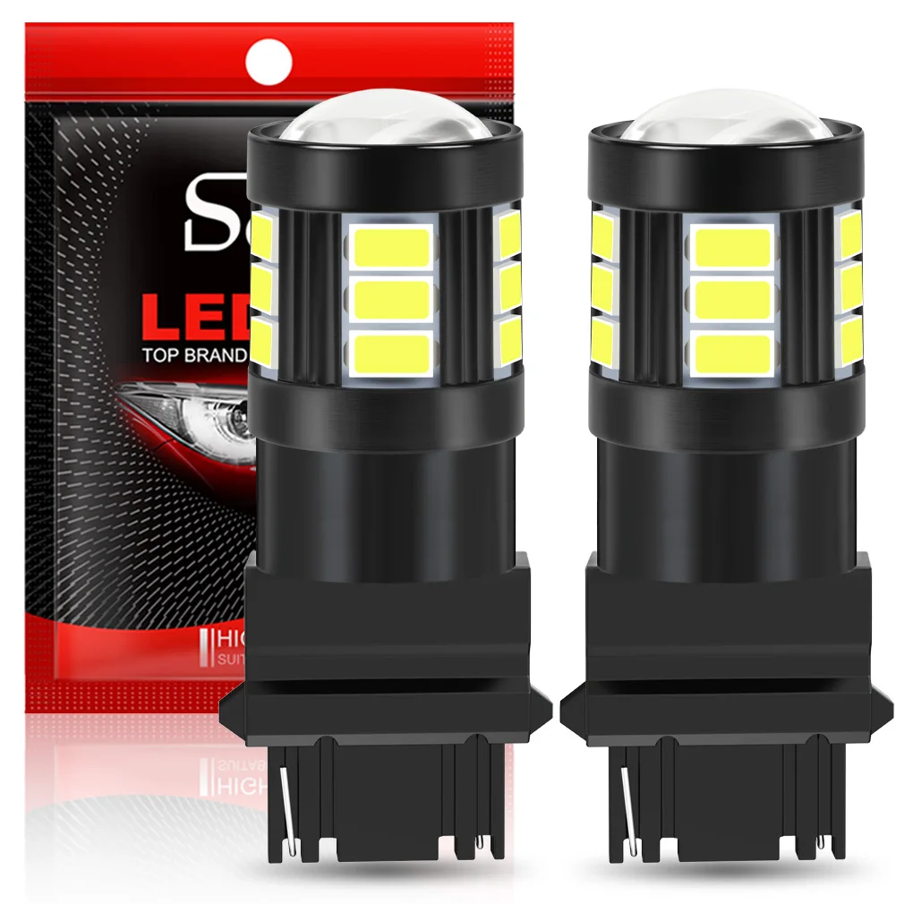 

S&D 2Pcs T25 3156 3157 LED Bulb Car Reverse Lights LED Turn Signal Brake Lights Red Super Bright Auto Bulbs with Projector Lens