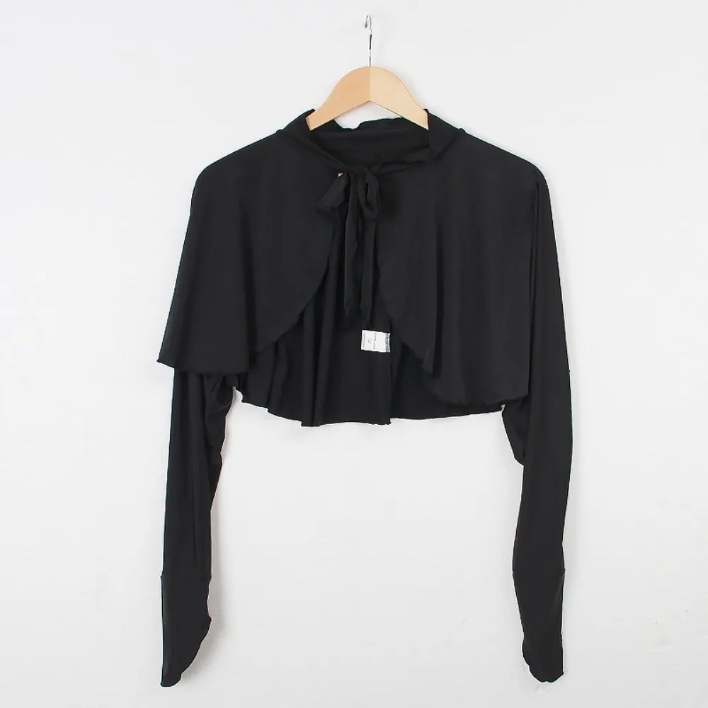 Zachte ultradunne crop top met lange mouwen, sneldrogend, effen kleur, zonnebrandmouwen, UV-bescherming, anti-UV ijszijden sjaal, meisjes