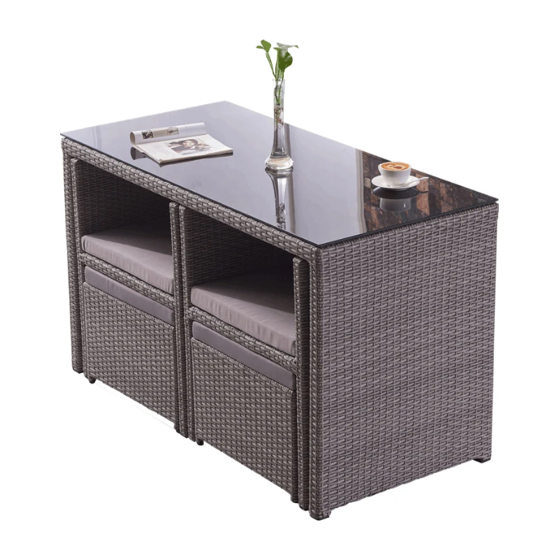 #Outdoor Made Of Rattan Tables And Chairs Patio Villa Garden Waterproof Metal Furniture Hotel Resorts Aluminum Alloy Cane Chair