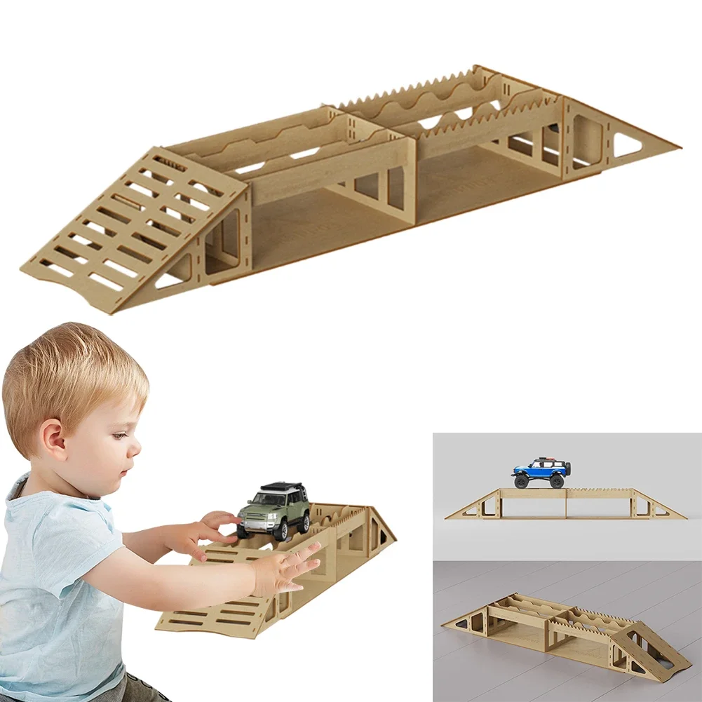 RC Wooden Bridge Simulation Obstacle Steep Slope Simulated Arch Bridge Obstacle for TRX4M SCX24 FCX24 1/18 1/24 RC Crawler Car